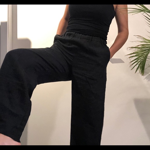 Black linen high-waisted pants - Picture 5 of 5